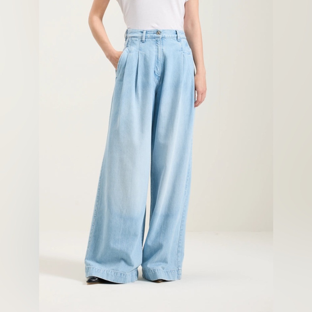 Bellerose Pleated Light Blue Wide-Leg Jeans size 24